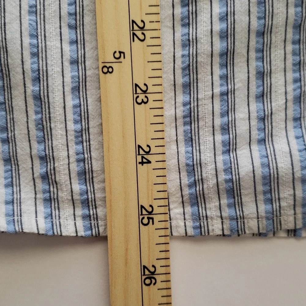Loft Blouse Blue White Stripes Women  Long Sleeve Cottage Prairie Minimalist Lg - Picture 13 of 13